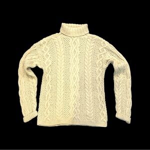 Fisherman Cable Knit Cream Med Sweater Old Money Preppy Academia Turtleneck
